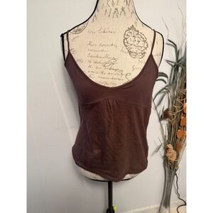 Vintage CITY UNLTD Womens Brown Camisole Tank Top Spaghetti Strap V Neck Size M